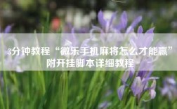 3分钟教程“微乐手机麻将怎么才能赢”附开挂脚本详细教程