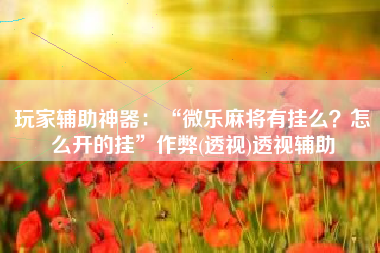 玩家辅助神器：“微乐麻将有挂么？怎么开的挂”作弊(透视)透视辅助