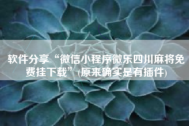 软件分享“微信小程序微乐四川麻将免费挂下载”(原来确实是有插件)