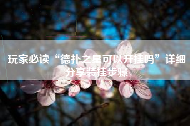 玩家必读“德扑之星可以开挂吗”详细分享装挂步骤