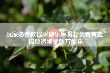 玩家必看教程“微乐麻将怎么看有挂”揭秘透视辅助万能挂