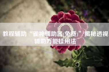 教程辅助“雀神辅助器(免费)”揭秘透视辅助万能挂用法